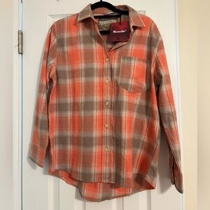 Organic Cotton Flannel Women’s Sz S Pink Plaid Cabin Cozy Rustic Moosejaw NEW